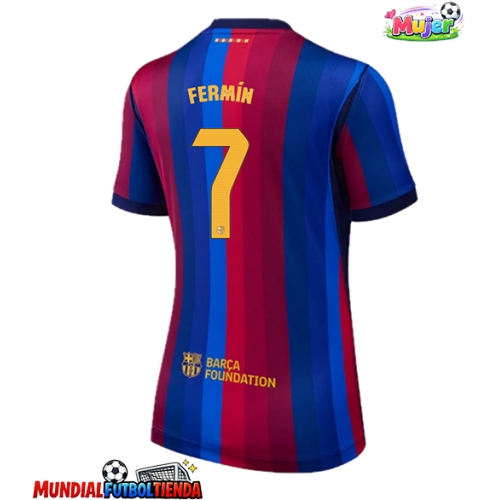 Camiseta Barcelona Fermin Lopez #7 Primera Equipación Replica 2026-27 para mujer mangas cortas